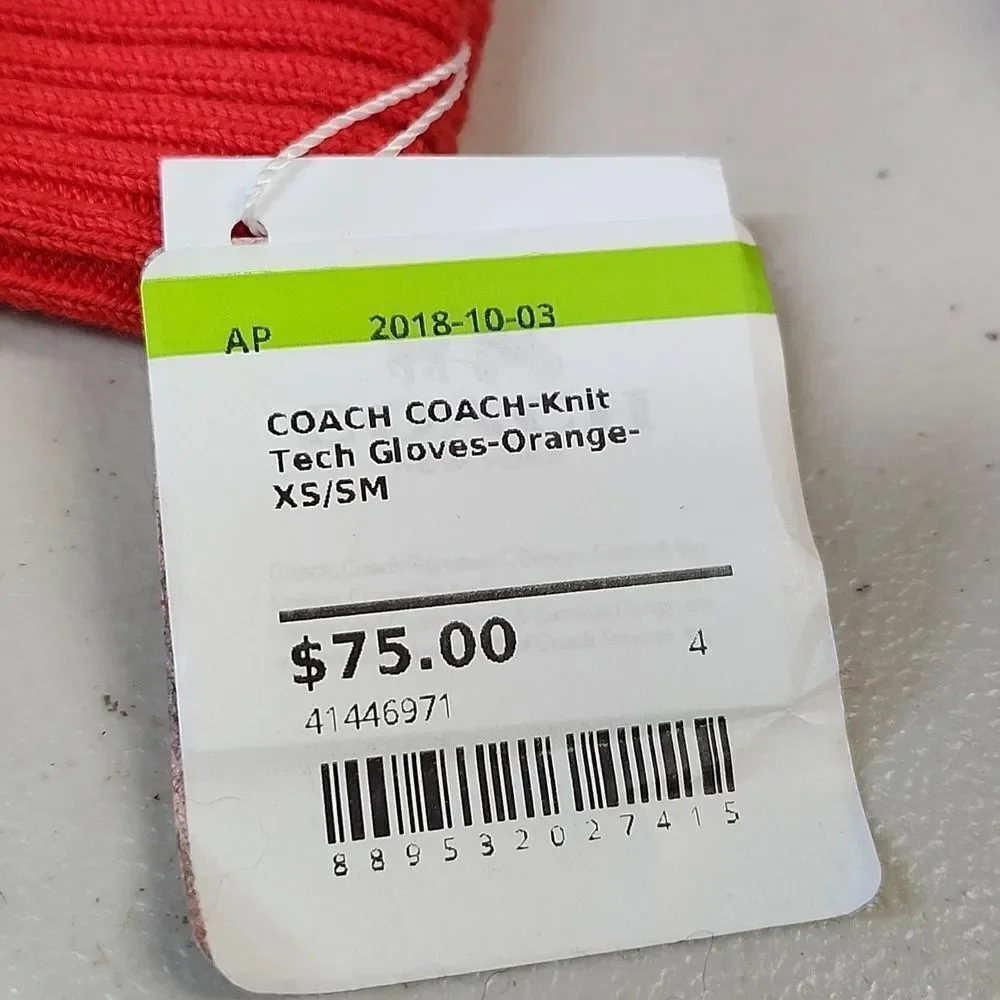 Coach XS/Small Orangish Red Tech Gloves - New